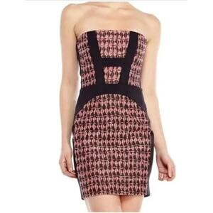 Maje Robe Tweed Jacquard Bandeau Strapless Bodycon Sheath Mini Short Dress